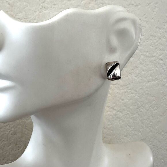Sterling Silver Modernist Stud Earrings - Picture 4 of 8